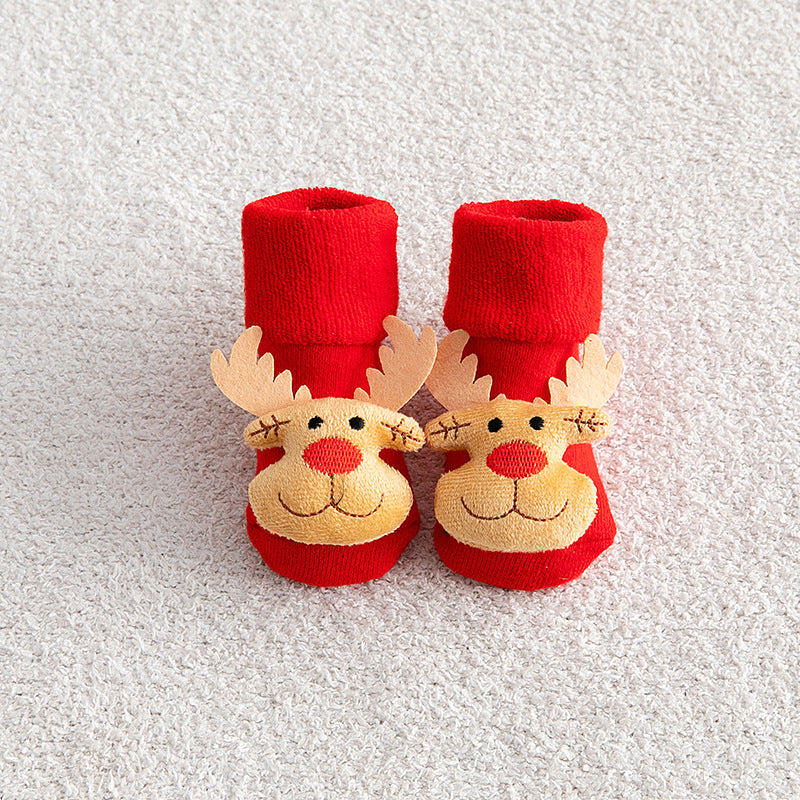 Baby Socks Christmas Anti Slip Short Socks for Baby Newborn Winter Warm Infant Cartoon Girls Boys