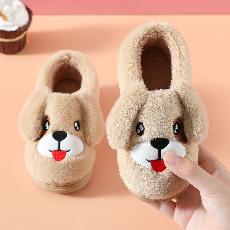 Winter Cute Cartoon Kids Soft Cotton Shoes Baby Shoe Small Dog Winter Cartoon Thick Warm Boy And Girl Slippers Slippers For Children