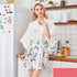 Lightweight Black Floral Birds Printed Women Bathrobe Elegant Design Floral Breathable Robe