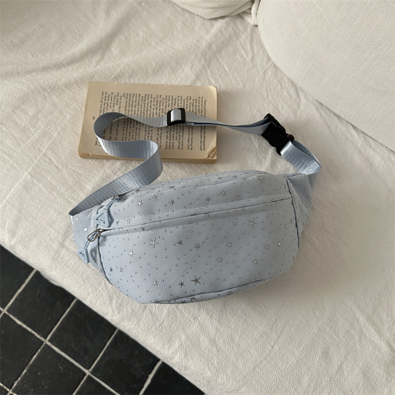 Black Starry Night Printed Fashion Fanny Pack New Studded Star Girls Shoulder Crossbody Bag Bum Bag For Daily Use Travel Stylish Belt Bag Waist Bag For Sports And Casual Use Festival Belt Waist Bag For Traveling
