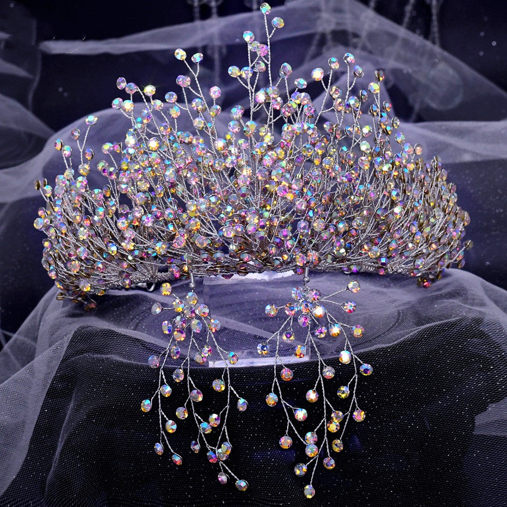 Wedding Headwear Necklace Earrings Jewelry Set Bride Headbands Rhinestone Headpiece Bridal Tiaras And Crowns Silver Rhinestone Wedding Headpiece For Women Handmade Bridal Headband Hair Accessories
