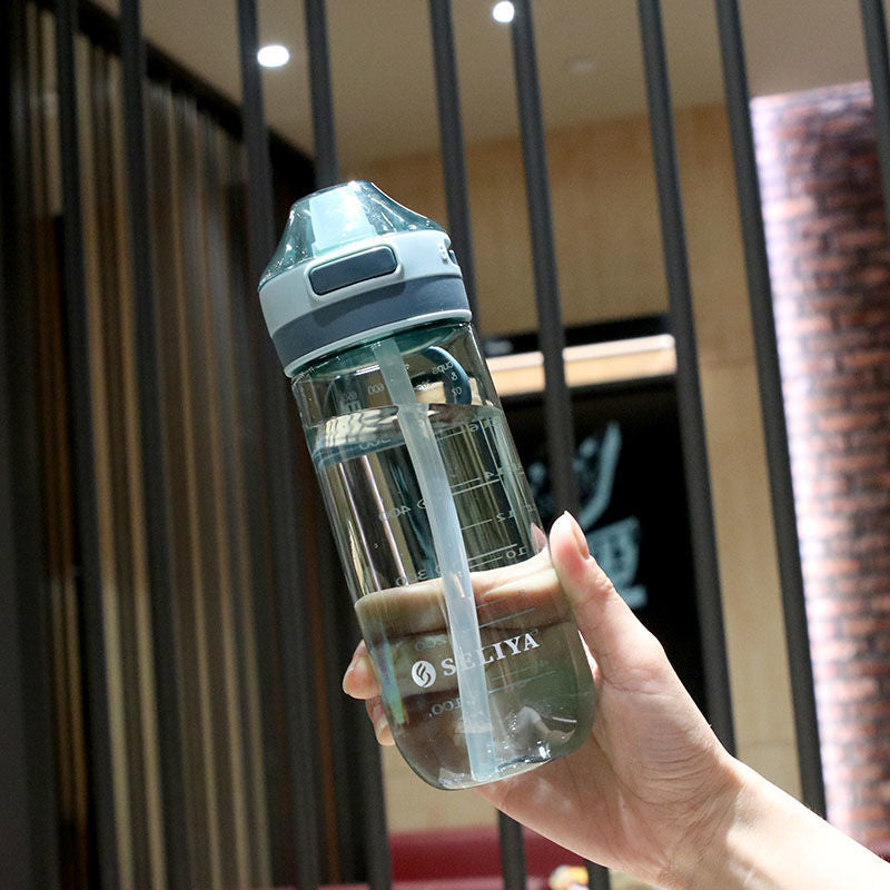 Portable Large-capacity Water Bottle Sports Straw Cups Student Plastic Water Cups Drop-resistant Leak-proof Water Bottle with Straw Outdoor Water Bottle Plastic Portable Water Cup Dinkware