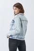Button Up Washed Jacket Blue Classic Buttoned Jacket With Pocket Detail For Women