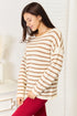 Modern Orange Brown Women and Girl Double Take Striped Boat Neck Sweater For Any Occasion Winter and Autmn Trend Style