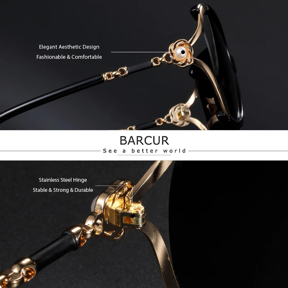 BARCUR Sunglasses Trendy Butterfly Design Fashion Women Sunglasses Polarized Lens Ladies Sun Glasses UV400 Protection for Hot Summer Days