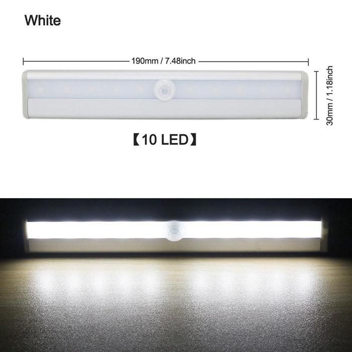 STEVVEX 6/10 LEDs PIR  with Motion Sensor Light for Cupboard, Wardrobe, Bed Lamp LED Under Cabinet Night Light For Closet Stairs Kitchen and multifunctional