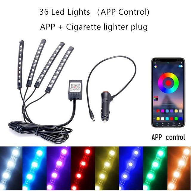 Lights LED Car Strip Lights with Two-Line Waterproof Design RGB LED Strip Light With USB Wireless Remote Music Control Multiple Modes For Auto Car