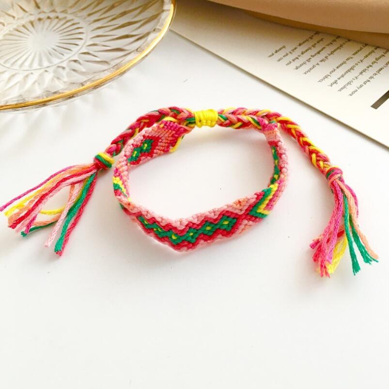 Handmade colorful Bohemian Thread Bracelet Retro Handmade Boho Multicolor String Cord Woven Braided Hippie Friendship Bracelets For Women and Men