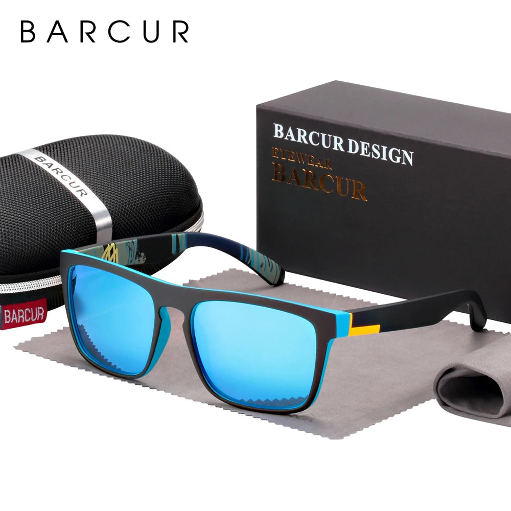 BARCUR Men's Polarized Driving Sunglasses – UV400 Protection Lightweight TR90 Frame Anti-Glare Lens Stylish Oculos de Sol Summer Sunglasses