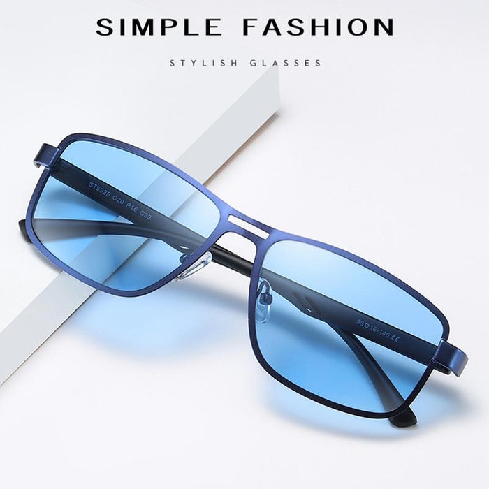 Business Luxury Brand NEW Fashion Polarized Elegant Sunglasses for Men Wuth UV400 Polarized Square Metal Frame Sunglasses