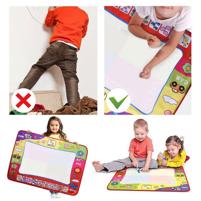 1-6 Years Children Kids Baby Drawing  Educational Water Mat Drawing Painting Toddler Board/ Charpet With Magic Water Pen Gift 45.5 X 29cm (White)