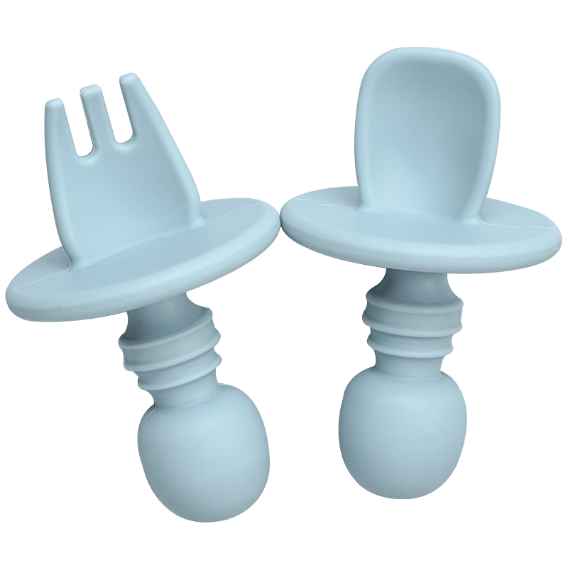 Big Baby Feeding Unique Spoon And Fork Set  Soft Silicone Feeding  Flatware  Safe Training Spoon For Baby Girls And Boys