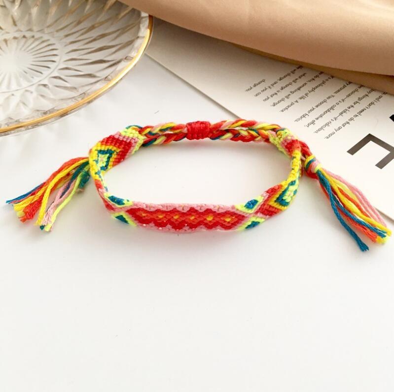 Handmade colorful Bohemian Thread Bracelet Retro Handmade Boho Multicolor String Cord Woven Braided Hippie Friendship Bracelets For Women and Men