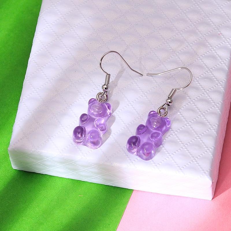 Modern Trend Drop Earrings Elegant Creative Cute Mini Gummy Bear Earrings For Women In Cartoon Design