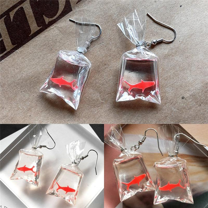 Fish Water Bag Dangle Modern Earrings For Women New Trendy Girls Anti Allergy Graceful Joker Cool Eardrop Party Gift