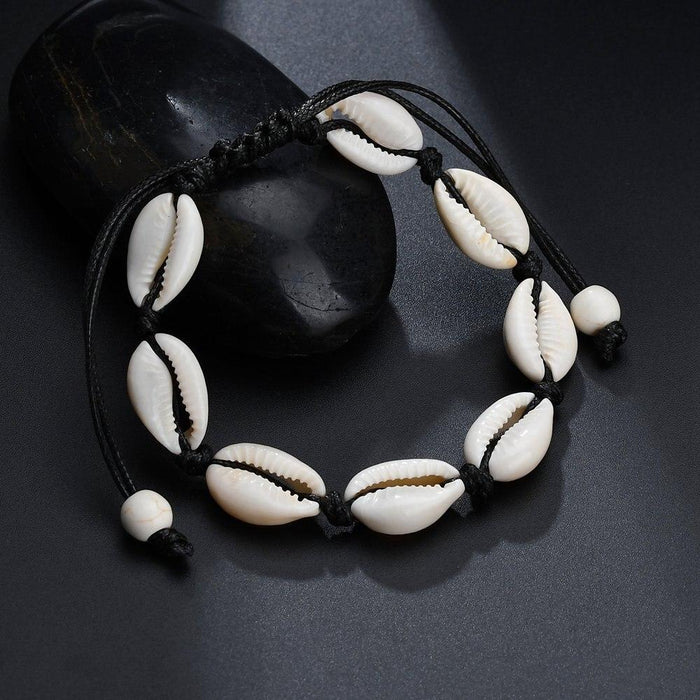 Handamde Natural White and Gold Luxury Shell Conch Rope Anklets BreceletFor Women Foot Jewelry Style