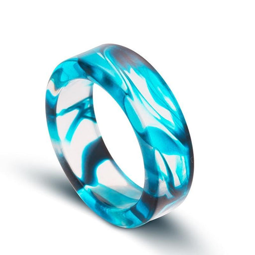 Handmade Luxury Interetsing Transparent Epoxy Resin Ring Ink Pattern Rings for Men and Woman