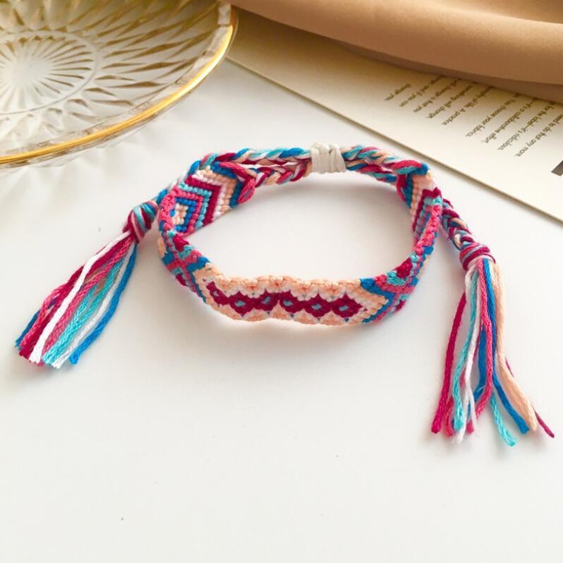Handmade colorful Bohemian Thread Bracelet Retro Handmade Boho Multicolor String Cord Woven Braided Hippie Friendship Bracelets For Women and Men