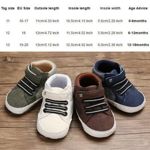 0-18M Newborn Baby Soft Sole Shoes Boys Kids Lace-Up Ankle Boots Sneakers Perfect Baby Gift