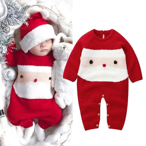 0-24M Newborn Baby Boy Girl Rompers Christmas Costumes Long Sleeve Red Santa Claus Jumpsuit For Kids
