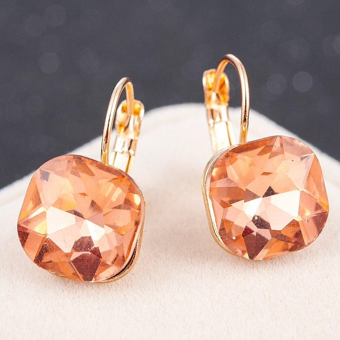 New Fashion Gold Color Earring For Women Elegant Crystal Cubic Zircon Stud Perfect Stone Minimalist Earrings