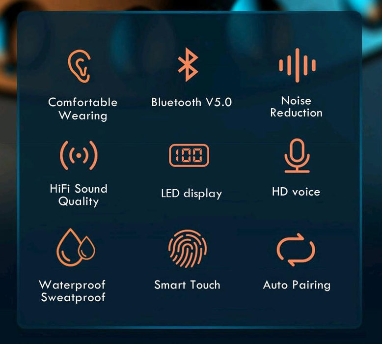 STEVVEX TWS Bluetooth 5.0 Earphones 2200mAh Charging Box Wireless Headphone 9D Stereo Sports Waterproof Earbuds Headsets With Microphone