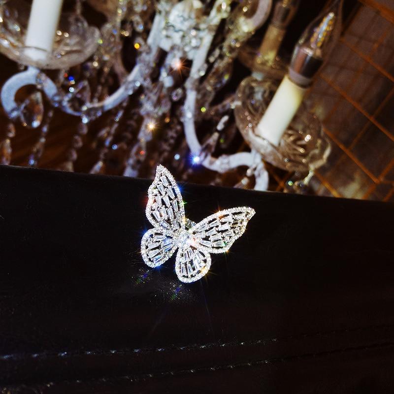 Fashion Jewelry Opening High-Grade  Zircon Butterfly Ring Luxury Shiny Cocktail Party Ring For Women