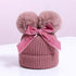 Luxury Modern Elegant New Girls Double Pompom Knitted Hat Warm Thicker Beanie Cap for Baby Girls In Winter elegant New Year Design