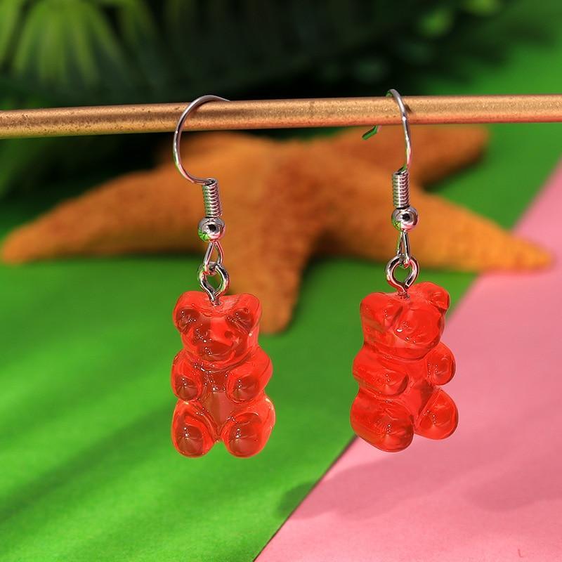 Modern Trend Drop Earrings Elegant Creative Cute Mini Gummy Bear Earrings For Women In Cartoon Design
