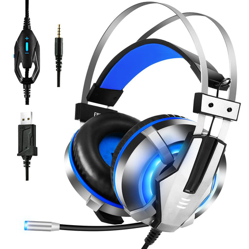 NEW Trend  Gaming Headset Gamer Ear Wired Headphones for Smartphone/PS4/PC/Xbox with Retractable Rotate Microphone and LED Light