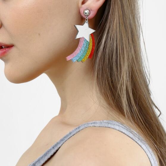 New Earrings For Women Luxury Kelly Earrings Fashion Eardrop Trendy Rainbow Stars Lightning Modern