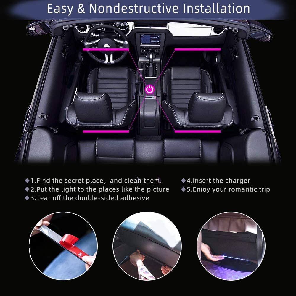 Lights LED Car Strip Lights with Two-Line Waterproof Design RGB LED Strip Light With USB Wireless Remote Music Control Multiple Modes For Auto Car