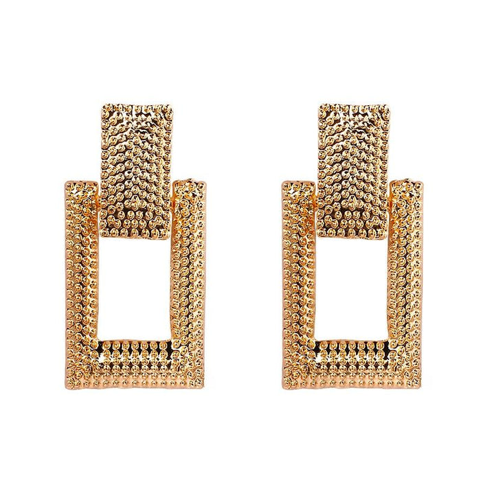 Fashion Elegant Geometric Earring For Women Luxury Gold Color Metal Jewelry Epic Exaggeration Punk Big Long Rectangle Earrings