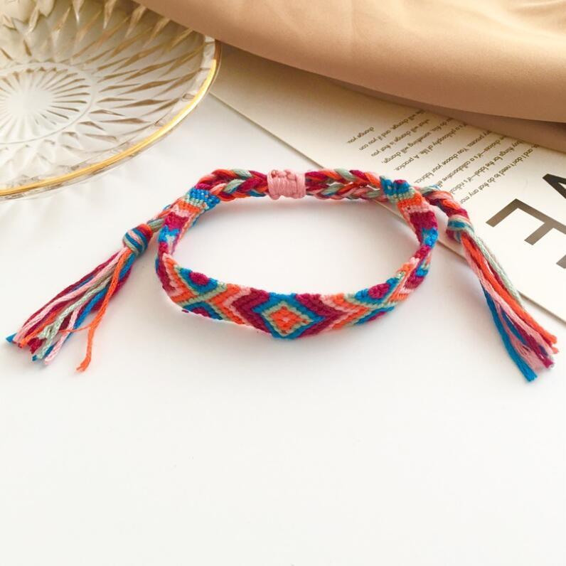 Handmade colorful Bohemian Thread Bracelet Retro Handmade Boho Multicolor String Cord Woven Braided Hippie Friendship Bracelets For Women and Men