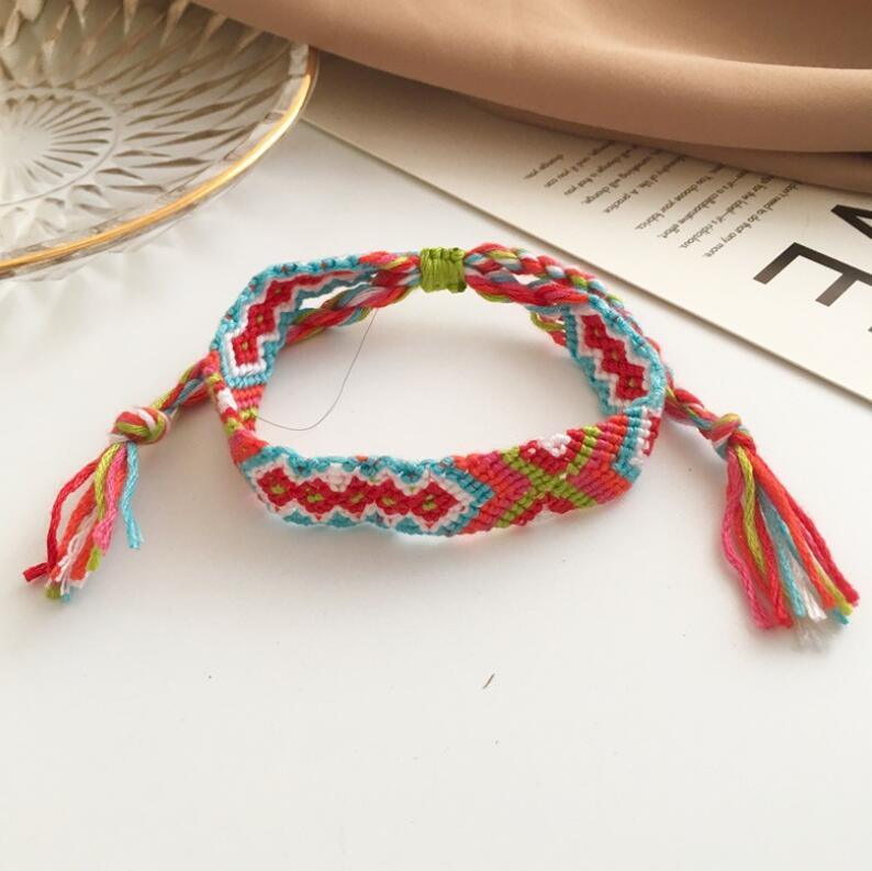 Handmade colorful Bohemian Thread Bracelet Retro Handmade Boho Multicolor String Cord Woven Braided Hippie Friendship Bracelets For Women and Men