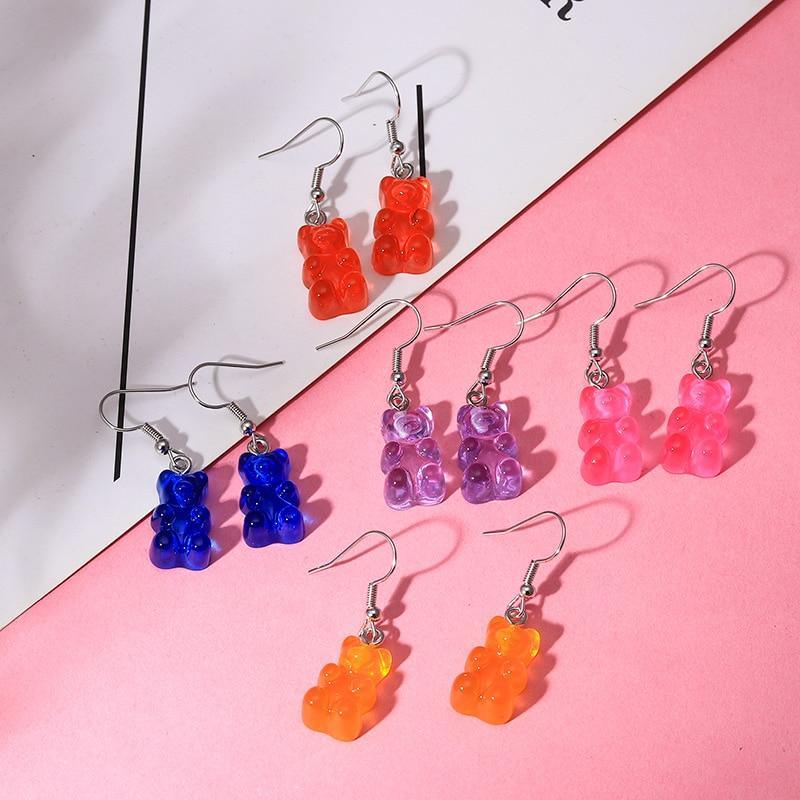 Modern Trend Drop Earrings Elegant Creative Cute Mini Gummy Bear Earrings For Women In Cartoon Design