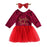 0-18 Months Baby Girls Red Long Sleeve Letters Printed Pattern Christmas Party Dress Perfect Gift