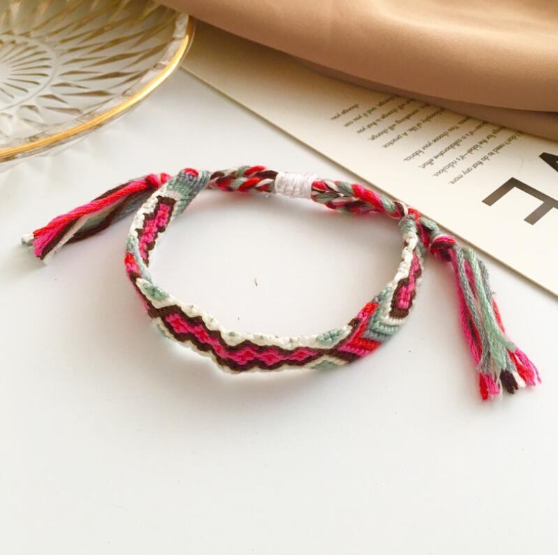 Handmade colorful Bohemian Thread Bracelet Retro Handmade Boho Multicolor String Cord Woven Braided Hippie Friendship Bracelets For Women and Men
