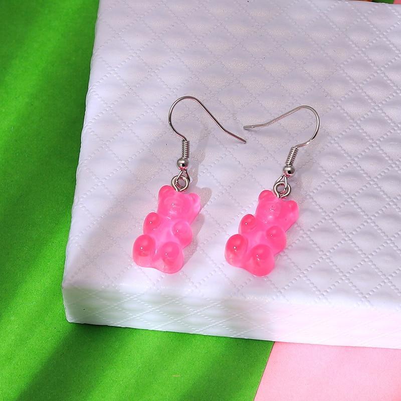 Modern Trend Drop Earrings Elegant Creative Cute Mini Gummy Bear Earrings For Women In Cartoon Design