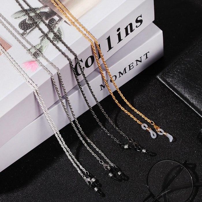 Acrylic Crystal Glasses Neck Strap Chain Acrylic Crystal Black Beads Eyeglasses Necklace Metal Sunglasses Cord