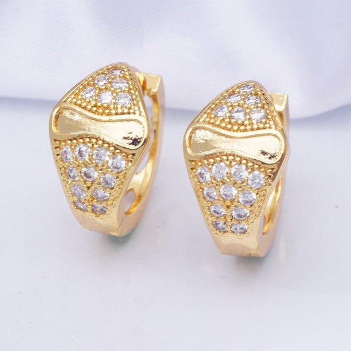 Indian Jewelry Luxury Designer Gold Earrings  AAA Cubic Zirconia Small Hoop Earrings for Women