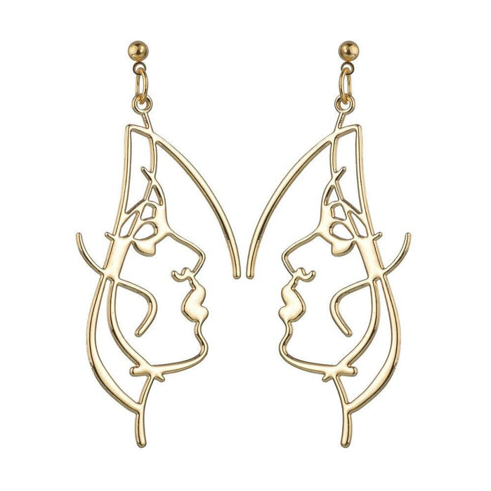 Handmade Abstract Art Earrings Gold Color Hand Palm Face Crystal Dangle Earrings For Women
