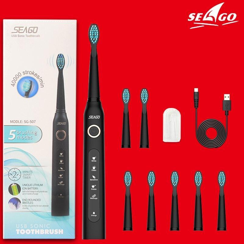 Electric Vibration Toothbrush Sonic Rechargeable Smart Chip Teethbrush Head Replaceable Whitening Healthy Best Gift For Adults And Kids
