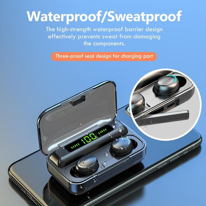 STEVVEX TWS Bluetooth 5.0 Earphones 2200mAh Charging Box Wireless Headphone 9D Stereo Sports Waterproof Earbuds Headsets With Microphone