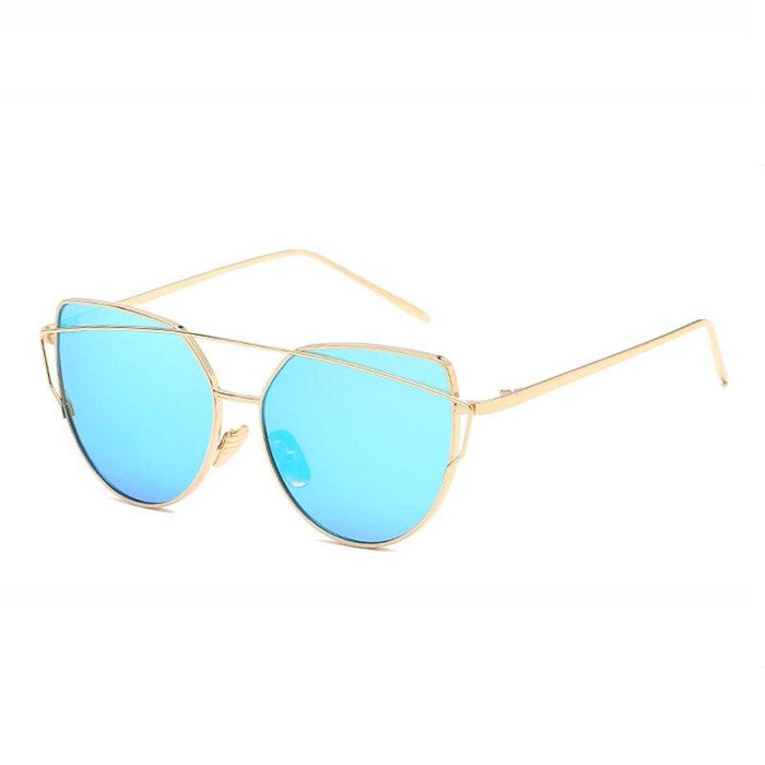Luxury Vintage Modern Cat Eye Metal High Quality Frame  With Miror Sunglasses For  Women and Lady sunglasses With UV400 Protection