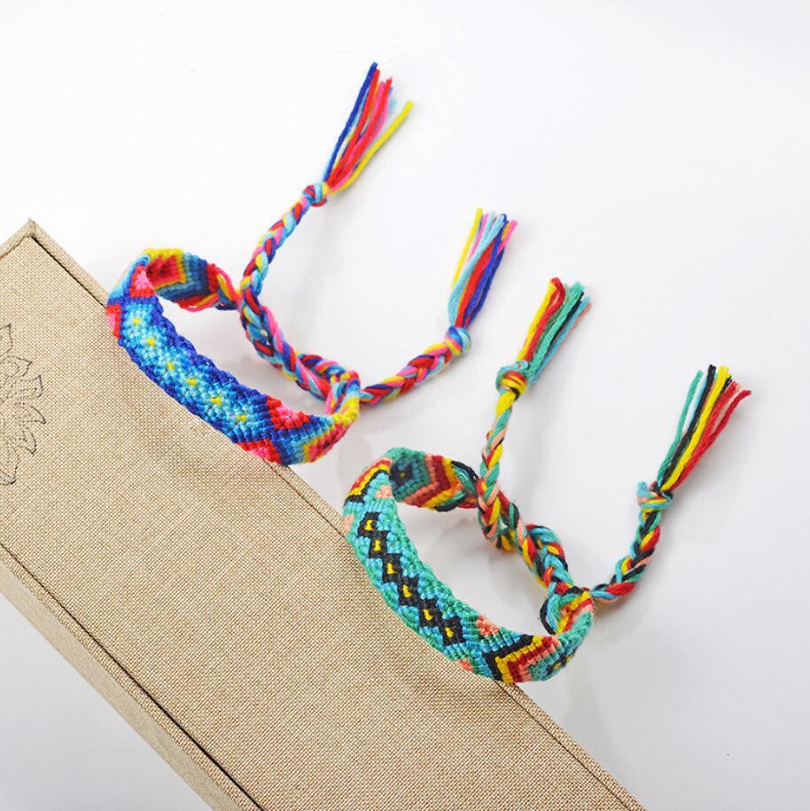 Handmade colorful Bohemian Thread Bracelet Retro Handmade Boho Multicolor String Cord Woven Braided Hippie Friendship Bracelets For Women and Men
