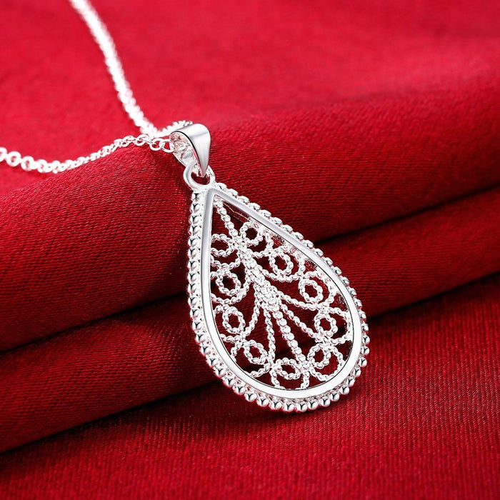 Luxury Shiny Silver Gorgeous Charm Fashion Heart Wedding Love Necklace Silver Jewelry