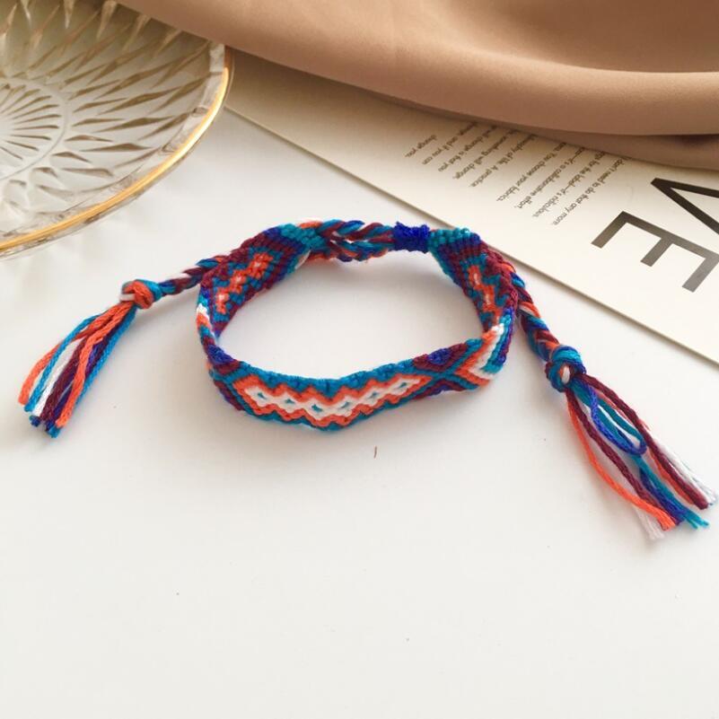 Handmade colorful Bohemian Thread Bracelet Retro Handmade Boho Multicolor String Cord Woven Braided Hippie Friendship Bracelets For Women and Men