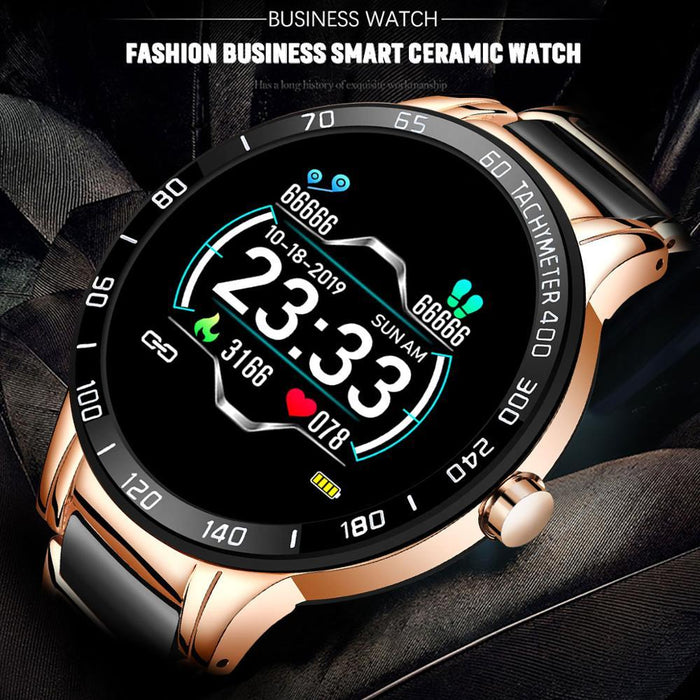 Luxury Ceramic Elegant Unisex Smart Watch With Heart Rate Monitor and Blood Pressure Fitness tracker Ceramic strap Sport Watch With Waterproof Protection