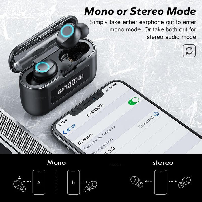 Wireless Bluetooth Earphone with Microphone Sports Waterproof Wireless Headphones Headsets Touch Control Music Earbuds For Phones